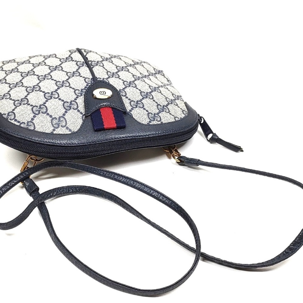 ๐๐๐ฏ Gucci GG Sherryline Navy Blue PVC Leather Crossbody Bag - Picture 3 of 7